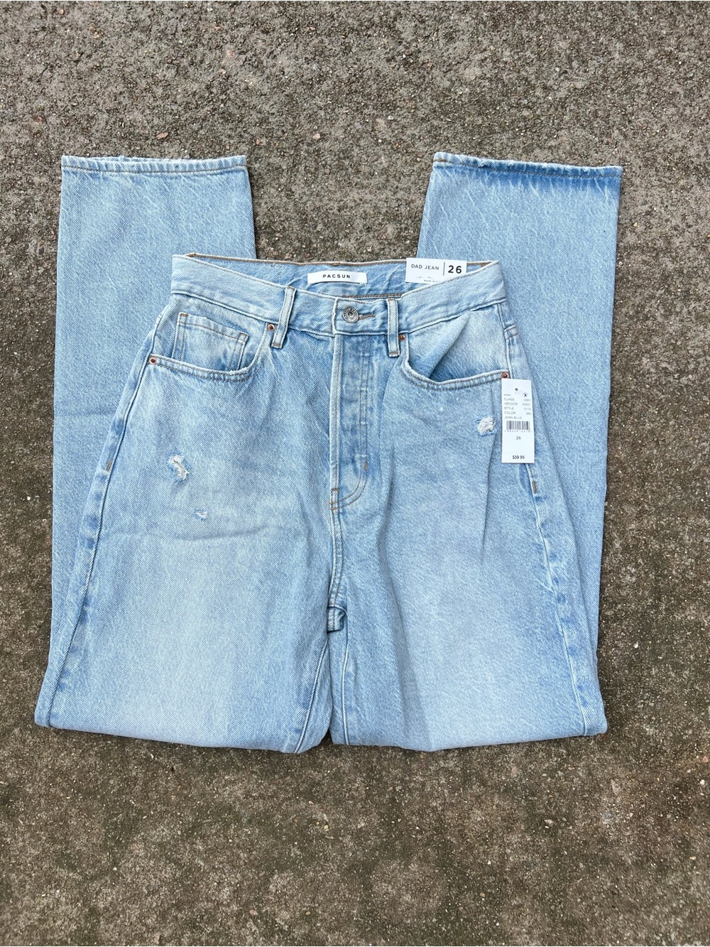 NWT PacSun Dad Jeans Light Wash High Rise Straight Leg Denim Size 26